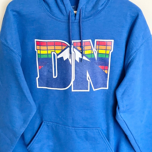 NBA Denver Nuggets DN Mountain Logo Graphic Blue Hoodie Adult size Large - Picture 3 of 8